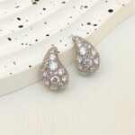 Retro Super Shiny Crescent Water Drop Zircon Temperament Silver Ear Studs Female Earrings - Image 6