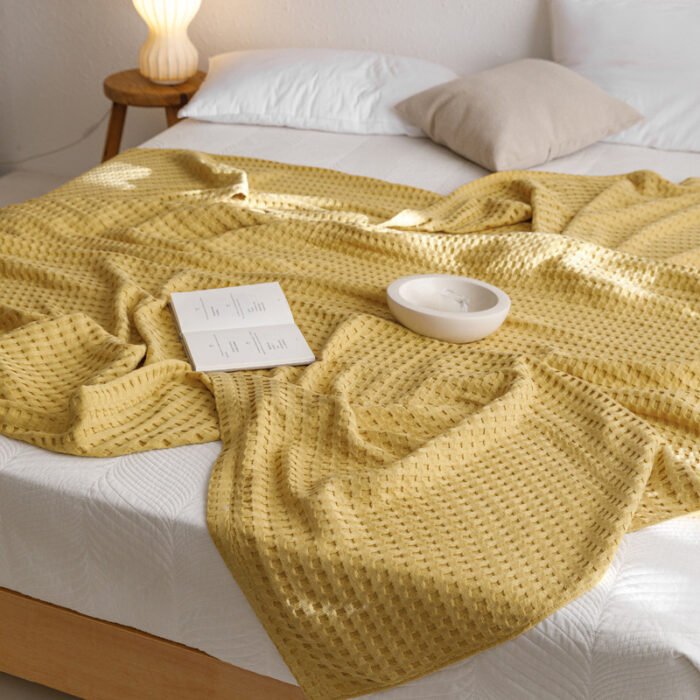 Waffle Cotton Yarn Air Conditioner Summer Cooling Duvet Solid Color Dormitory Comforter - Image 8