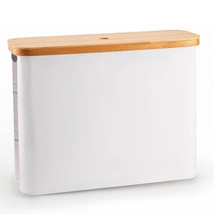 Bamboo Cover With Transparent Roll Paper Storage Basket - Image 4