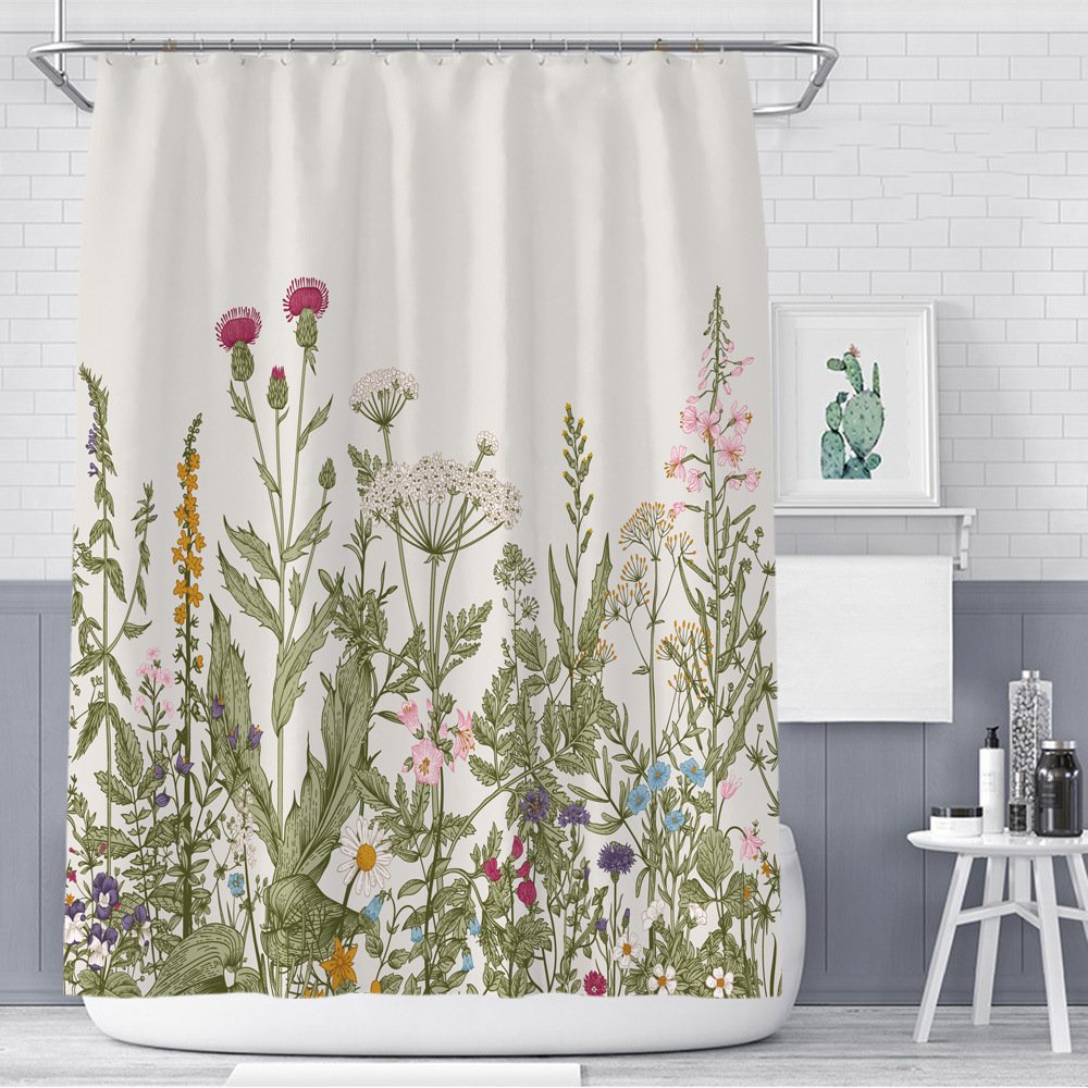 02230084-ca3a-450c-81b2-e4e91ecb9c1c.jpg Color Floral Plant Shower Curtain Bathroom Curtain Polyester - Image 1