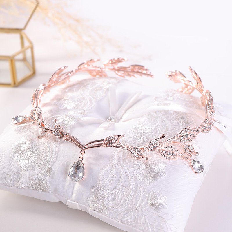 02c2b69b-76a5-4c44-9cb7-e7c47ce35052.jpg New Golden Crown Headband Wedding Headdress - Image 2