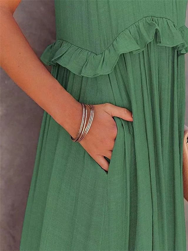 05843af7-1497-40c7-8f6a-9df4b191c9ff.jpg Summer Vacation Style Halter Neck Long Dresses Women Fashion Backless Leace-up Loose Ruffles Beach Dress Elegant Ladies Vestidos - Image 7