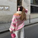 Loose Striped Pullover Sweater Fashion Versatile Long-sleeved Knitted Tops For Women Clothing - Image 2