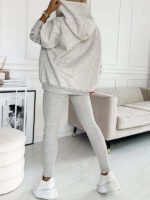 3pcs Women's Sports Suit Loose Hooded Pockets Sweatshirt And Vest And Slim Trousers - Image 4