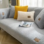 Modern Solid Color Winter Lamb Wool Sofa Towel Thicken Plush Soft And Smooth Sofa Covers For Living Room Anti-slip Couch Cover - Image 6