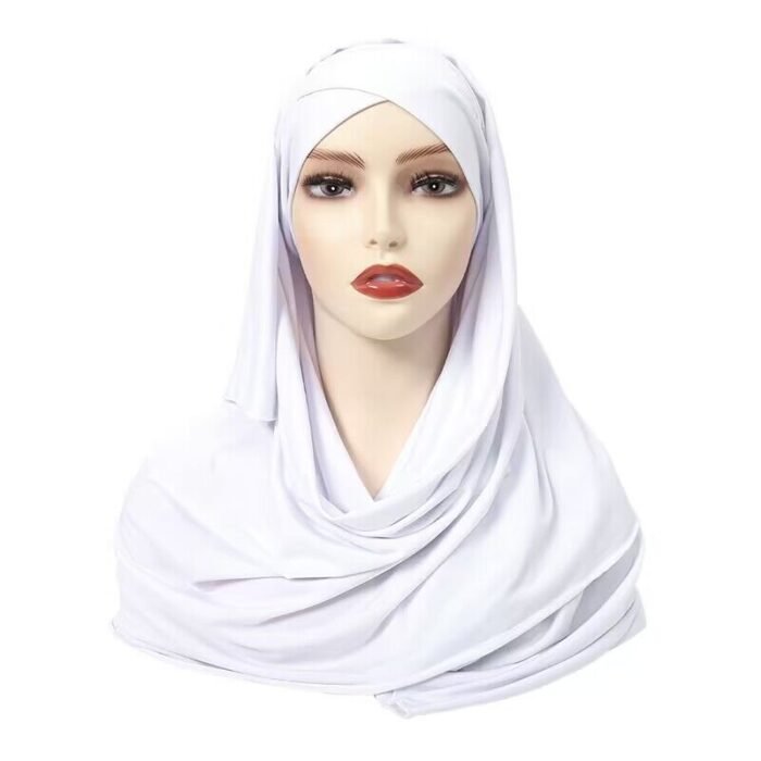 Solid Color Single Layer Cross Stretch Scarf Women - Image 6