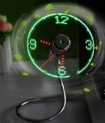 USB Fan Adjustable Mini Flexible Fan LED Light Time Clock Desktop Cool Gadget Time Display - Image 3