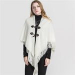 Winter Loose Kimono Cardigan Women Long Sleeveless Hat Poncho Solid Color Magic Shawl Knitted Sweater - Image 10