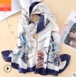 Spring, summer and autumn, new flowers, elegant and high-end artificial silk scarf, female decorative shawl, sunscreen beach towel - Image 4