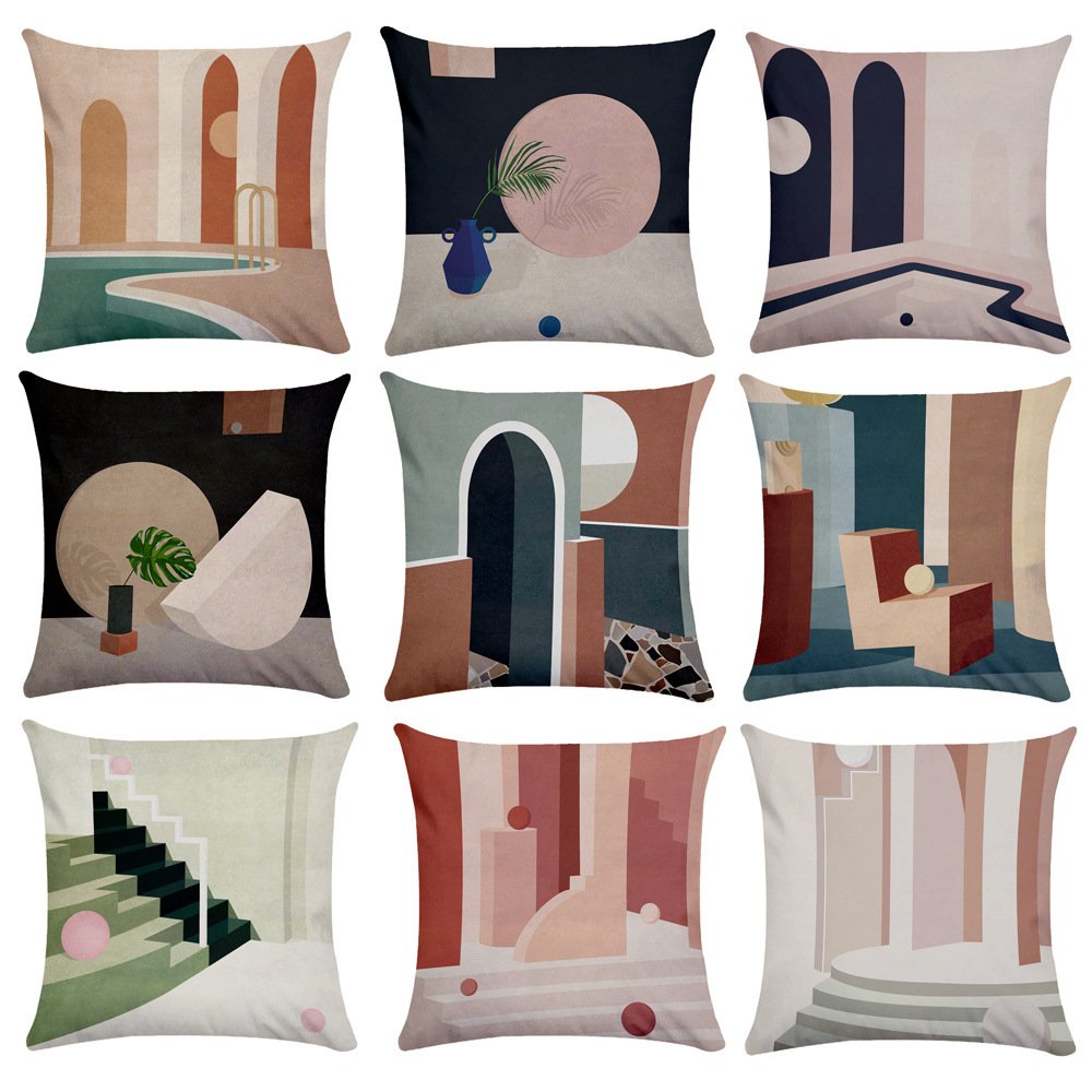 11961807390146.jpg Geometric building pillowcase - Image 1