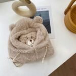 Cute Bear Plush Hat Winter Warm Thickened Scarf With Mask Anf Drawstring Design - Image 8