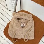 Cute Bear Plush Hat Winter Warm Thickened Scarf With Mask Anf Drawstring Design - Image 9
