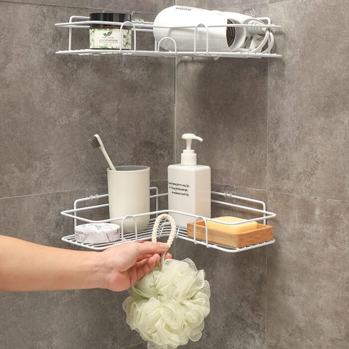 Bathroom Shelf Corner Frame Shower Wrought Iron Kitchen Accessories Storage Rack Holder Bathroom Shelves Bathroom Equipment - Image 2