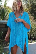 Knitted Hollow Loose Bikini Blouse - Image 6
