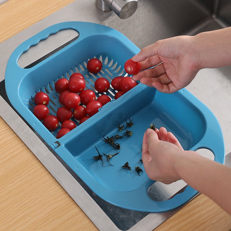 1317405259896.jpg Folding Drain Basket Leaking Fruit Box Vegetable Container Drain Rack Sink with Handle Storage Baskets - Image 5