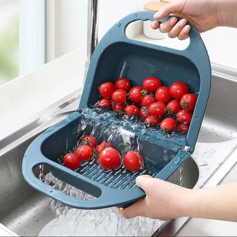 1377240445514.jpg Folding Drain Basket Leaking Fruit Box Vegetable Container Drain Rack Sink with Handle Storage Baskets - Image 1