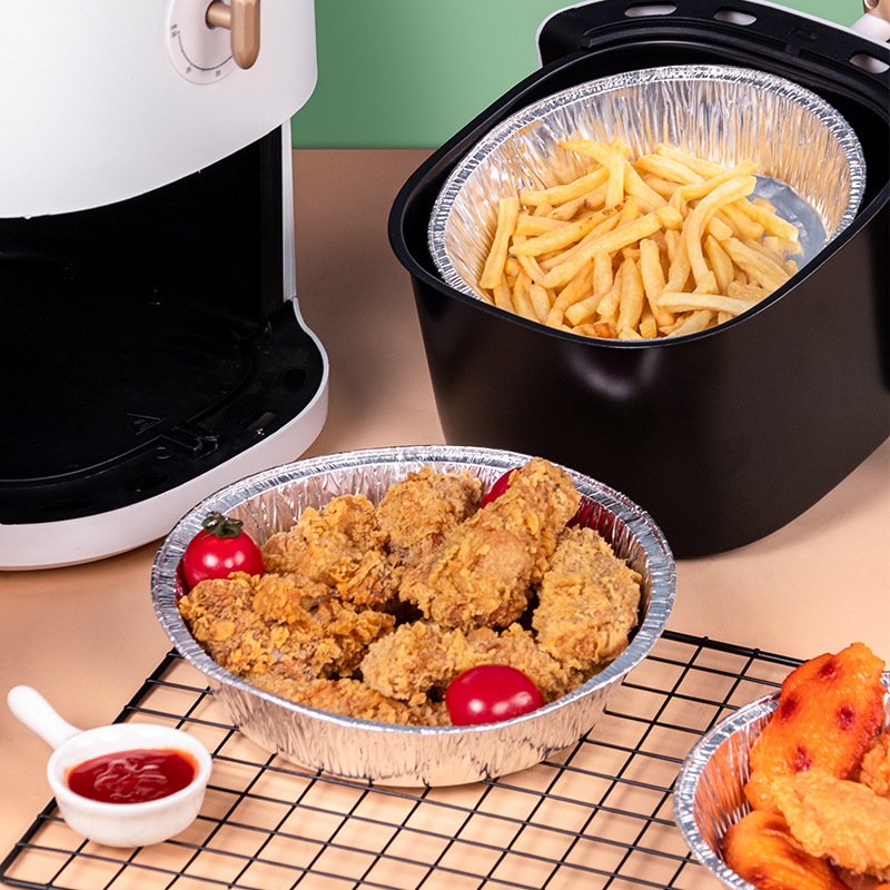 14c1c39d-59aa-4c50-9ead-686a976a0dbc.jpg Non-stick Aluminum Foil Liners Air Fryer Disposable Paper Liner Oil-proof Steaming Basket Kitchen Tool BBQ Drip Pan Tray - Image 6