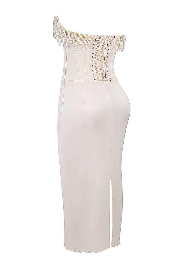 15b048b5-c5fb-4151-9660-74e733a4c5c9.jpg Solid Color Sleeveless Cold-shoulder Pearl Fishbone Dress Skirt Women's Dress - Image 8