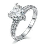 Heart-shaped Zircon Ring White Gold-plated Heart-shaped Diamond Ring - Image 2