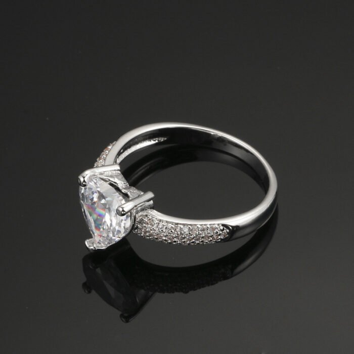 Heart-shaped Zircon Ring White Gold-plated Heart-shaped Diamond Ring - Image 8