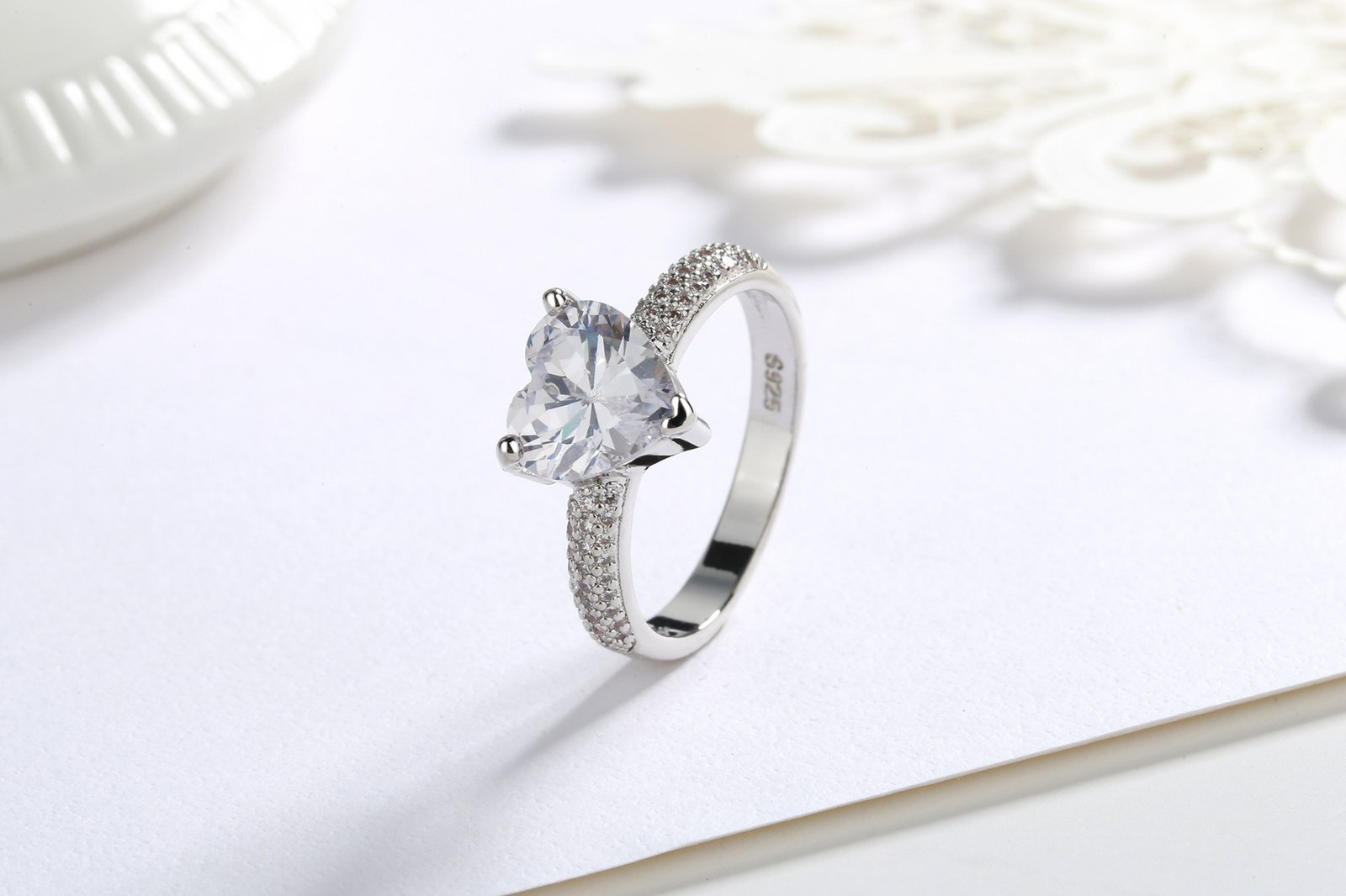 1616728049720.jpg Heart-shaped Zircon Ring White Gold-plated Heart-shaped Diamond Ring - Image 6