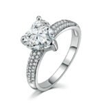 Heart-shaped Zircon Ring White Gold-plated Heart-shaped Diamond Ring - Image 7