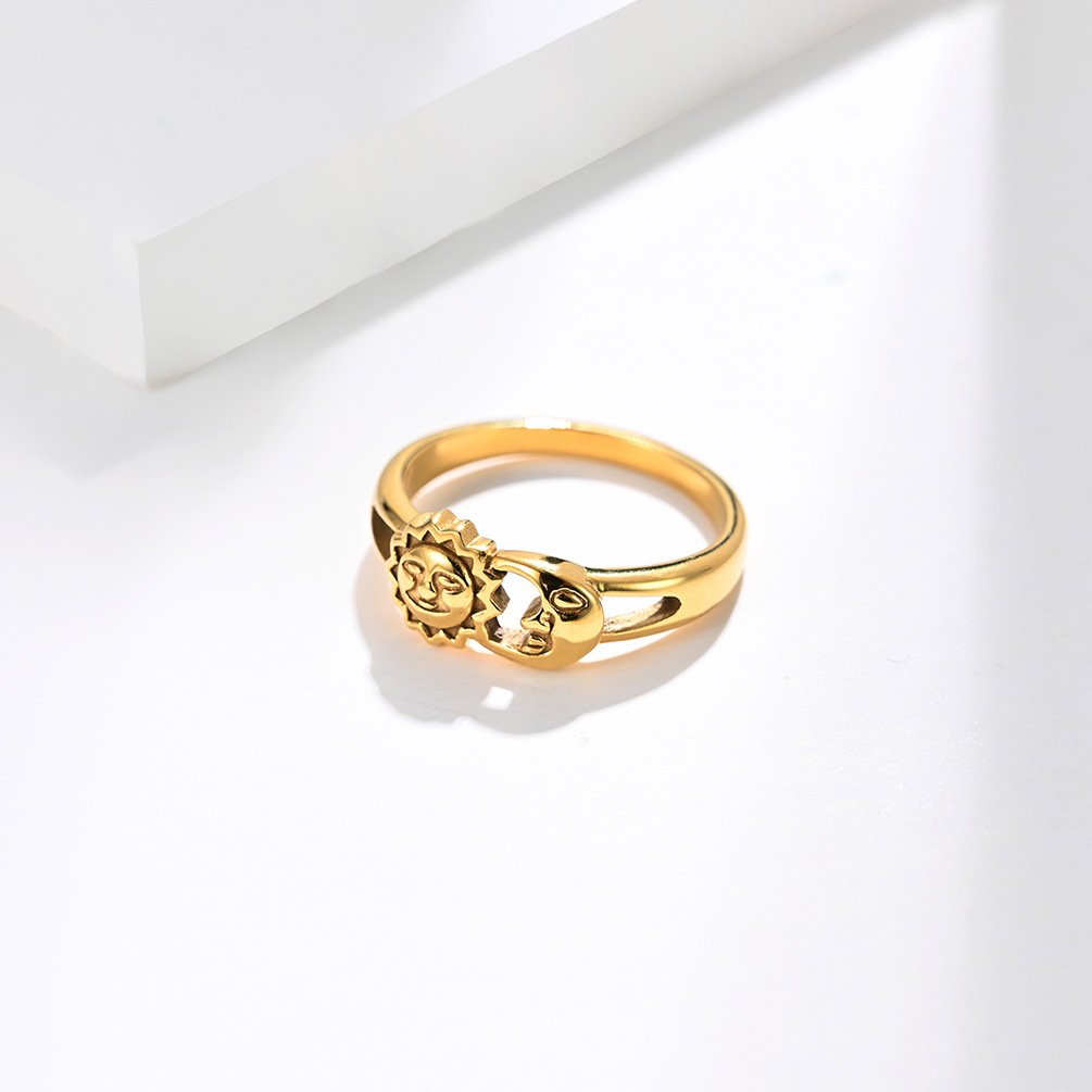 1618455221333.jpg Unisex Men Women Rings Moon Sun Design Stainless Steel Rose Gold Silver Color Large US size 5 6 7 8 9 10 11 12 - Image 1