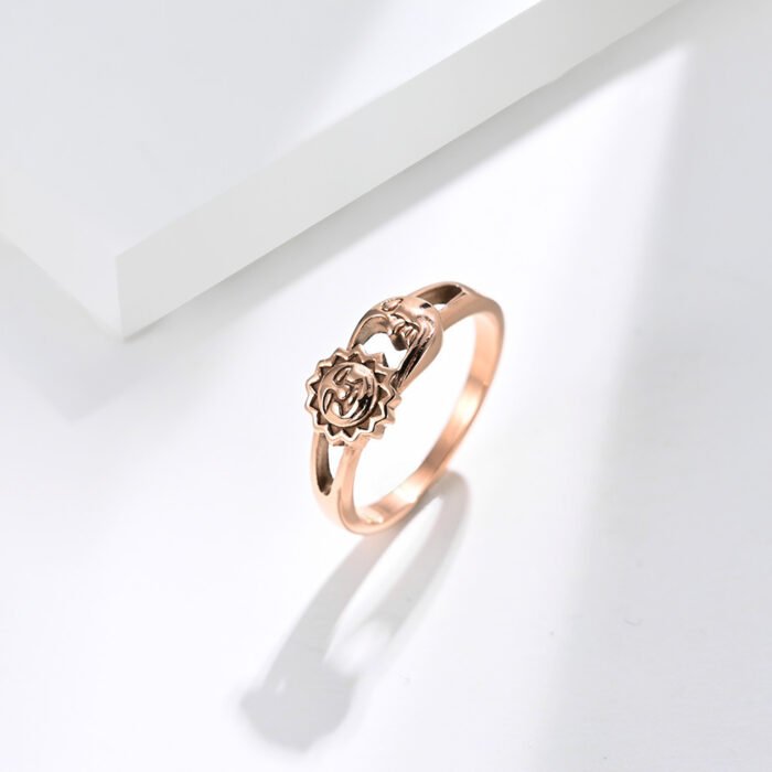 Unisex Men Women Rings Moon Sun Design Stainless Steel Rose Gold Silver Color Large US size 5 6 7 8 9 10 11 12 - Image 3
