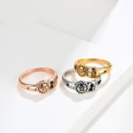 Unisex Men Women Rings Moon Sun Design Stainless Steel Rose Gold Silver Color Large US size 5 6 7 8 9 10 11 12 - Image 2