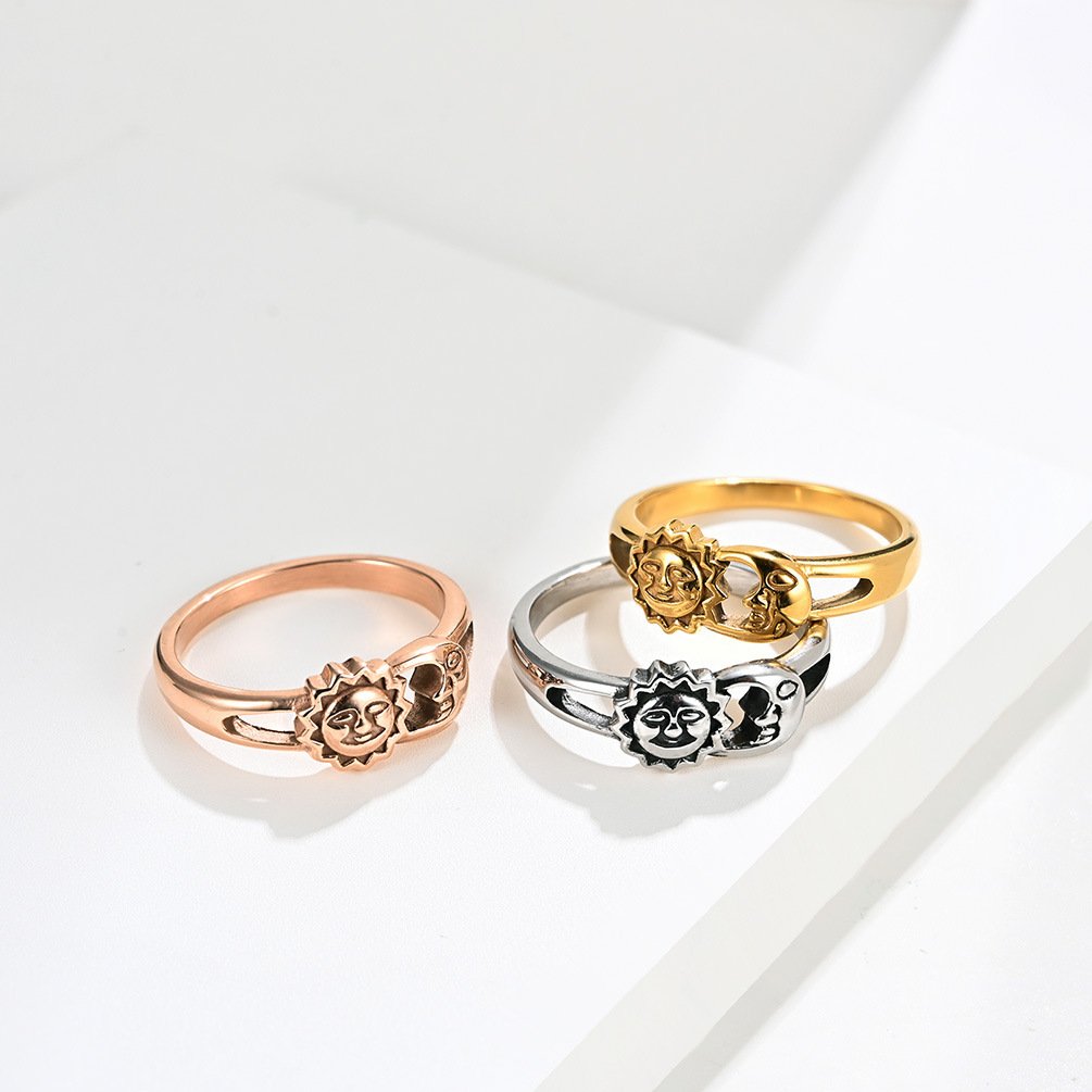 1618455221338.jpg Unisex Men Women Rings Moon Sun Design Stainless Steel Rose Gold Silver Color Large US size 5 6 7 8 9 10 11 12 - Image 2