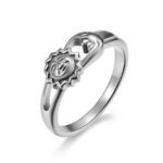 Unisex Men Women Rings Moon Sun Design Stainless Steel Rose Gold Silver Color Large US size 5 6 7 8 9 10 11 12 - Image 5