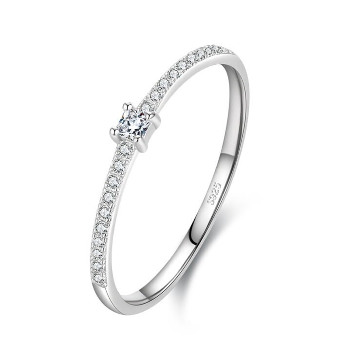 S925 Sterling Silver All-Match Simple Korean Trendy Micro-Inlaid Index Finger Ring Fashion Jewelry - Image 2