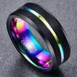 Two-Tone Men'S Jewelry 8Mm Wide Slotted Blue And Black Tungsten Steel Ring Jewelry - Image 6