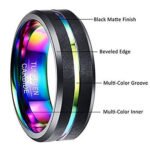 Two-Tone Men'S Jewelry 8Mm Wide Slotted Blue And Black Tungsten Steel Ring Jewelry - Image 8
