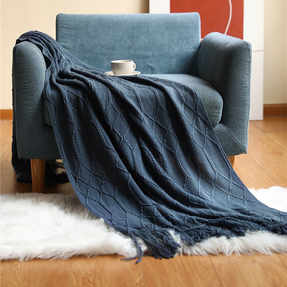 1621847662688-1.jpg Pure Color Coral Fleece Knitted Sofa Blanket - Image 8
