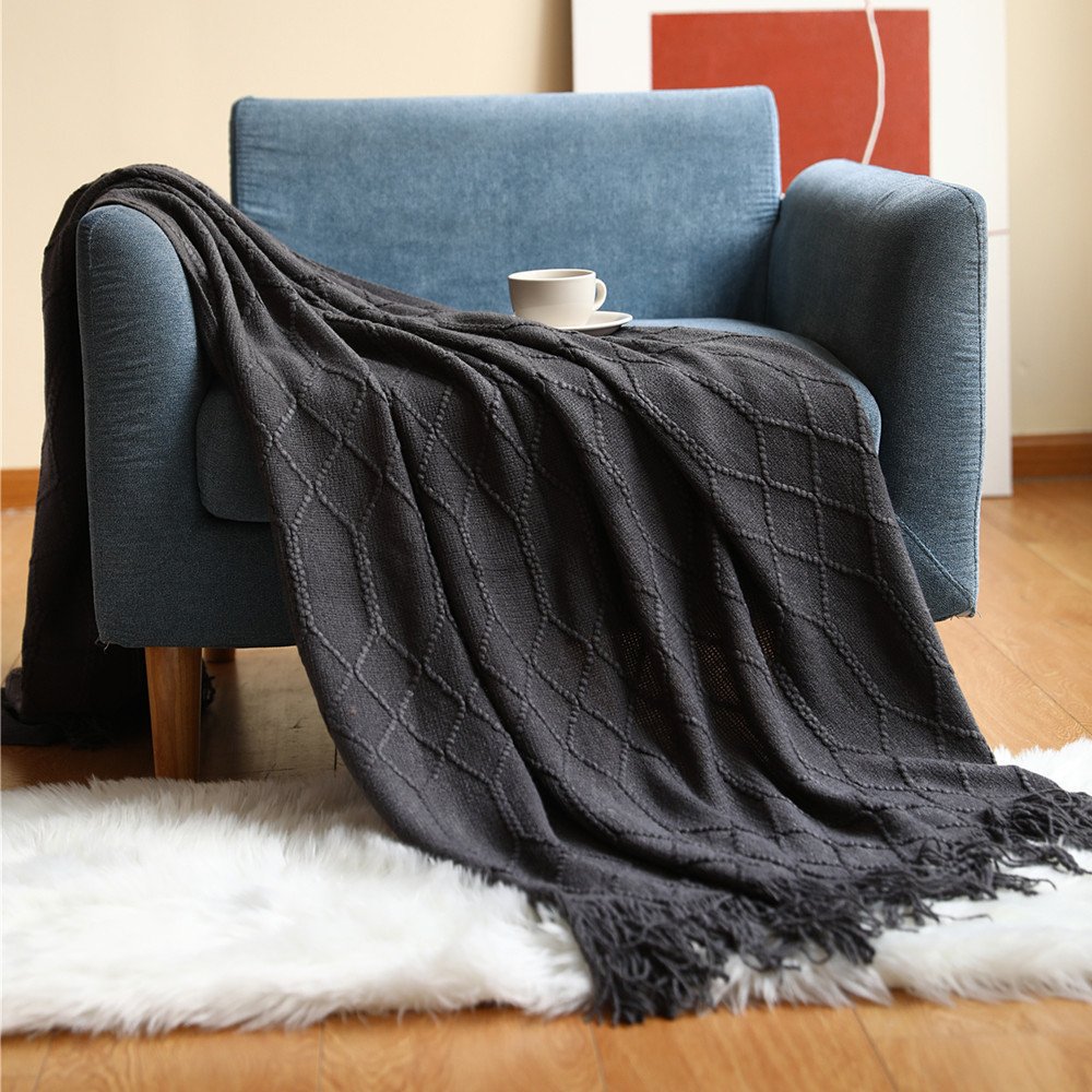 1621847764903.jpg Pure Color Coral Fleece Knitted Sofa Blanket - Image 7