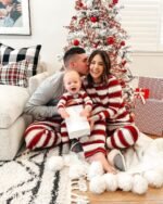 Parent-child Striped Christmas Family Set - Image 3