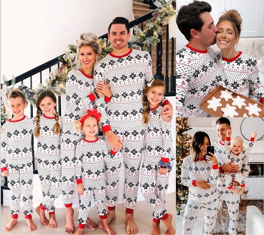 1720814812923039744.jpg Polyester Black And White Contrast Color Christmas New Parent-Child Women's Casual Suit - Image 10