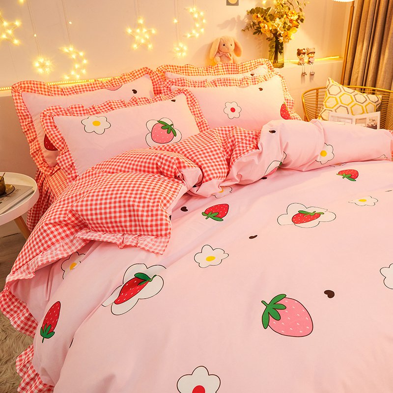 1728298289524248576.jpg Cotton Floral Duvet Cover Bed Sheet Bed Skirt Three Or Four Piece Suit - Image 10