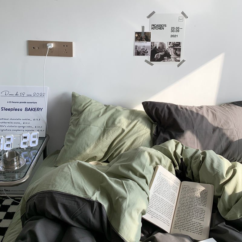 18072b2a-9902-435e-94a6-dc12957913ae.jpg Double-piece Foggy Gray Quilt Cover Four-piece Bedding Sheet Dormitory Bed Three-piece Set - Image 10