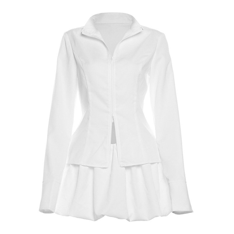 180c0836-d68b-4def-b327-597c165f12c7.jpg Slim Suits V-neck ZIpper Long-sleeved Top And Mini Skirt Ins Fashion Two-piece Set Women Clothing - Image 6