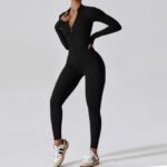Zipper Long Sleeve Jumpsuit Yoga Fitness Training Pants Tight Hip Seamless Sports Jumpsuit For Women Clothing - Image 5