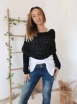 Autumn And Winter Warm Knitted Shawl Women's Hollowed-out Double Sleeve Shawl Collar Fashion Natural For Home And Party - Image 3