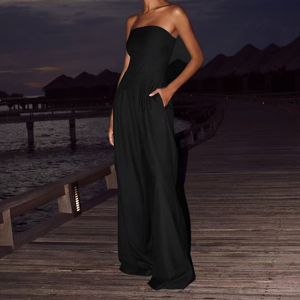 1f285f37-5d0d-4c4d-a84a-6e9648fa0240.jpg Loose Tube-top Jumpsuit Ins Fashion Backless Wide Leg Long Pants Overalls Women's Clothing - Image 3