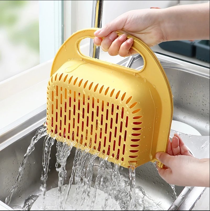 2069325301732.jpg Folding Drain Basket Leaking Fruit Box Vegetable Container Drain Rack Sink with Handle Storage Baskets - Image 3