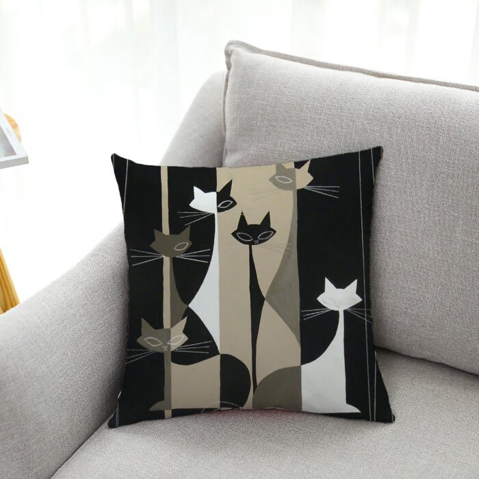 Cat Series Cotton And Linen Automobile Pillow Cover - Image 5