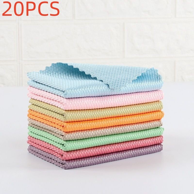 213db462-5c98-48e6-b332-dcaf86f318e8.jpg Fish Scale Rag Seamless Glass Cleaning Kitchen Absorbent Towel - Image 10