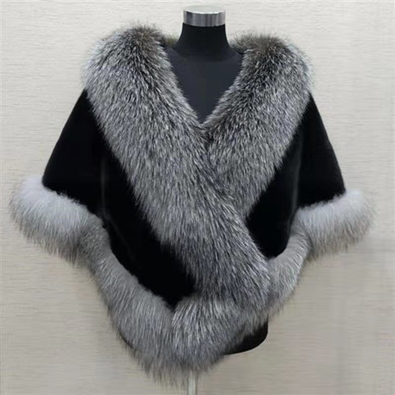 223f3a57-a847-4316-8029-39d8f63cf68a.jpg Imitated Mink Fox Fur Cape Coat Plus-sized Dress Shawl - Image 5
