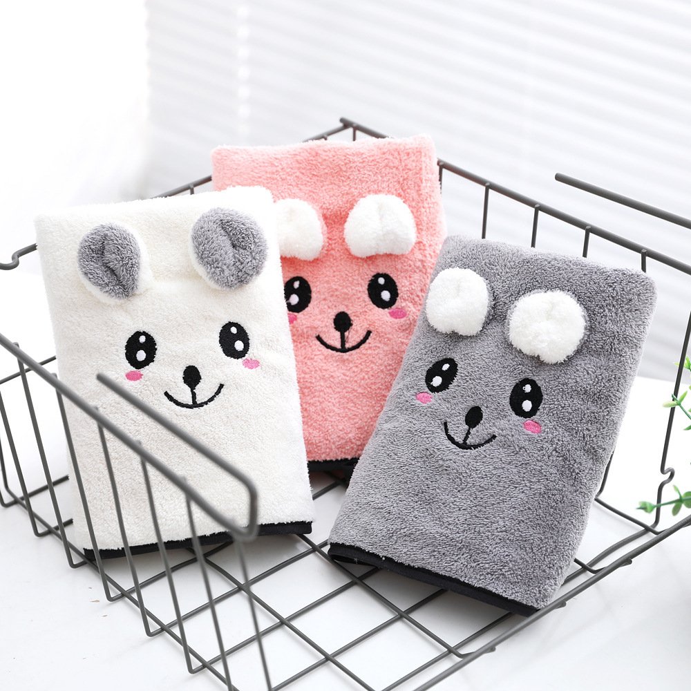 244136a3-0a3e-4979-b714-e593bf9404cb.jpg Coral Velvet Bath Towel Two-piece Towel Rabbit Ears Koala Bear Gift Box - Image 1