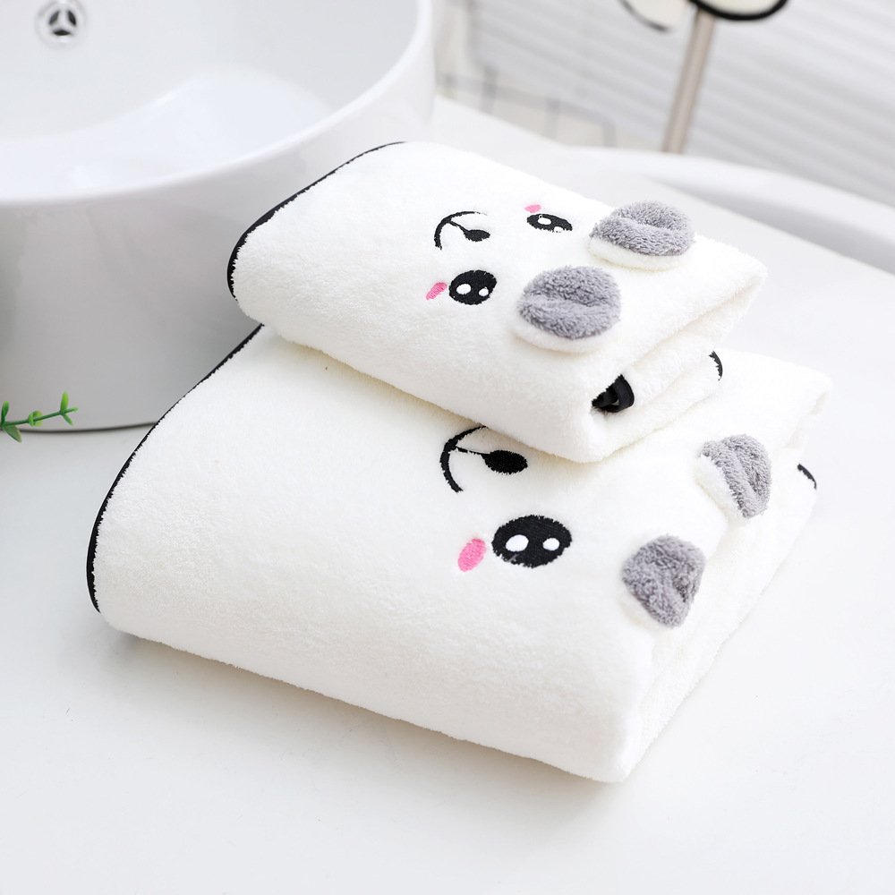 24c85383-c610-4073-9ef8-55c02bfa3c9d.jpg Coral Velvet Bath Towel Two-piece Towel Rabbit Ears Koala Bear Gift Box - Image 7